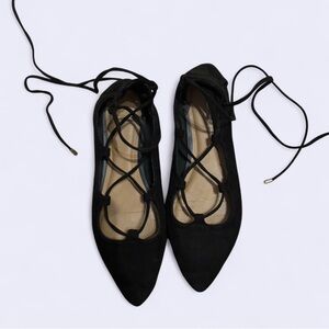 Elegant Black Lace-Up Flats